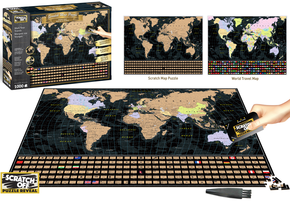 Rotten Couscous Disciplinary Scratch OFF Travel Puzzle: World Map, 1000 Pieces, 4D Cityscape Inc. |  Puzzle Warehouse
