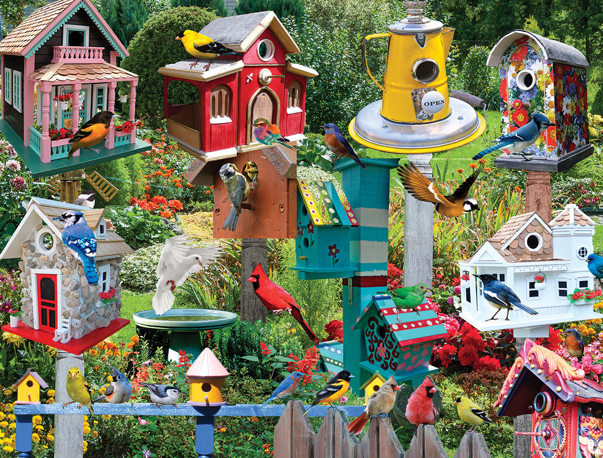 Birdhouse Village Birds Jigsaw Puzzle