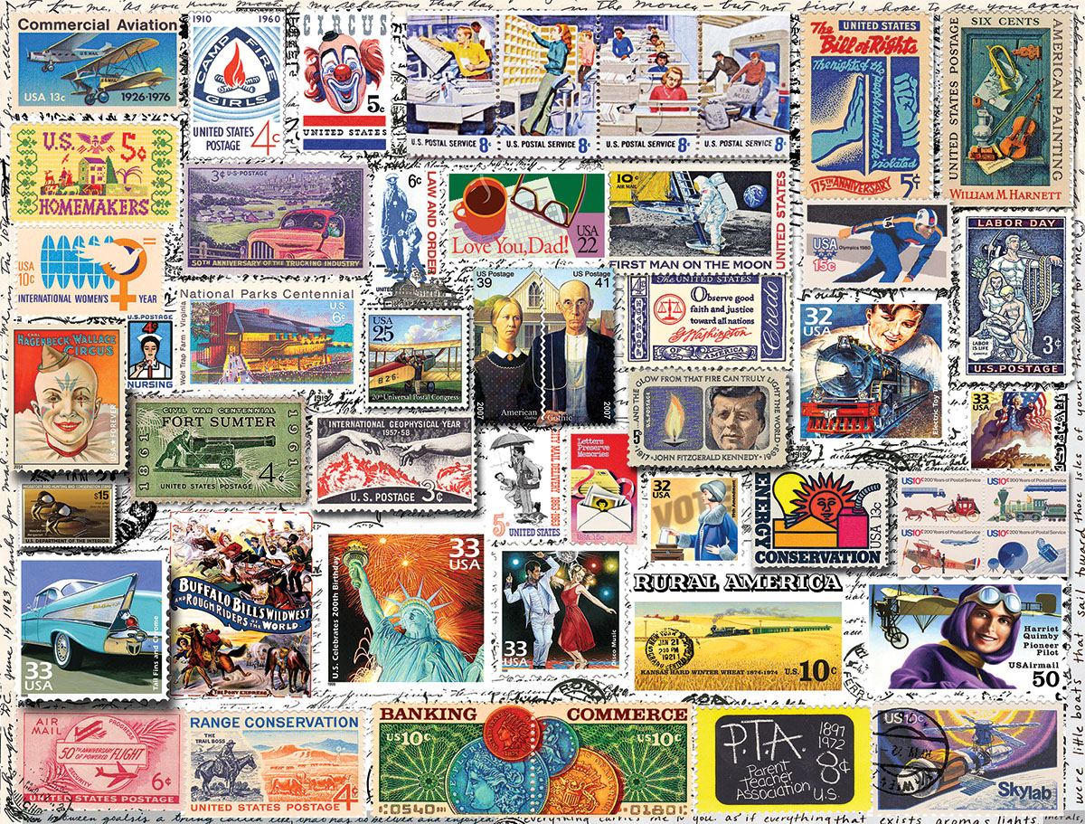 Classic Stamps - Scratch and Dent Nostalgic & Retro Jigsaw Puzzle