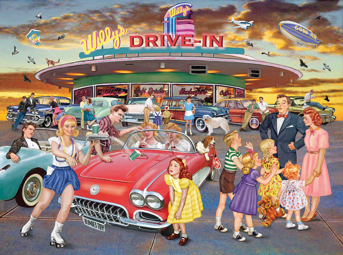 Willy's Drive-In At Sunset Nostalgic & Retro Jigsaw Puzzle