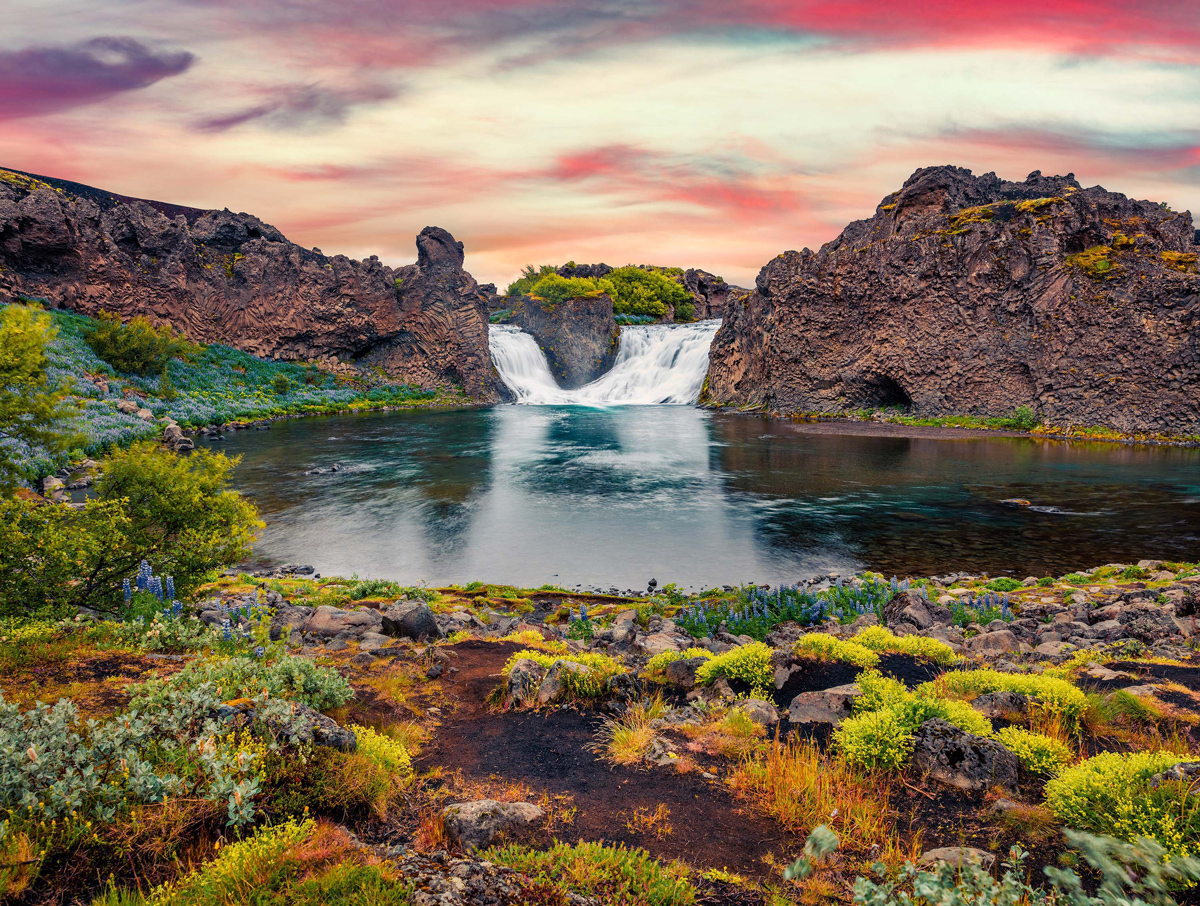 Hjalparfoss Waterfall, Iceland Photography Jigsaw Puzzle