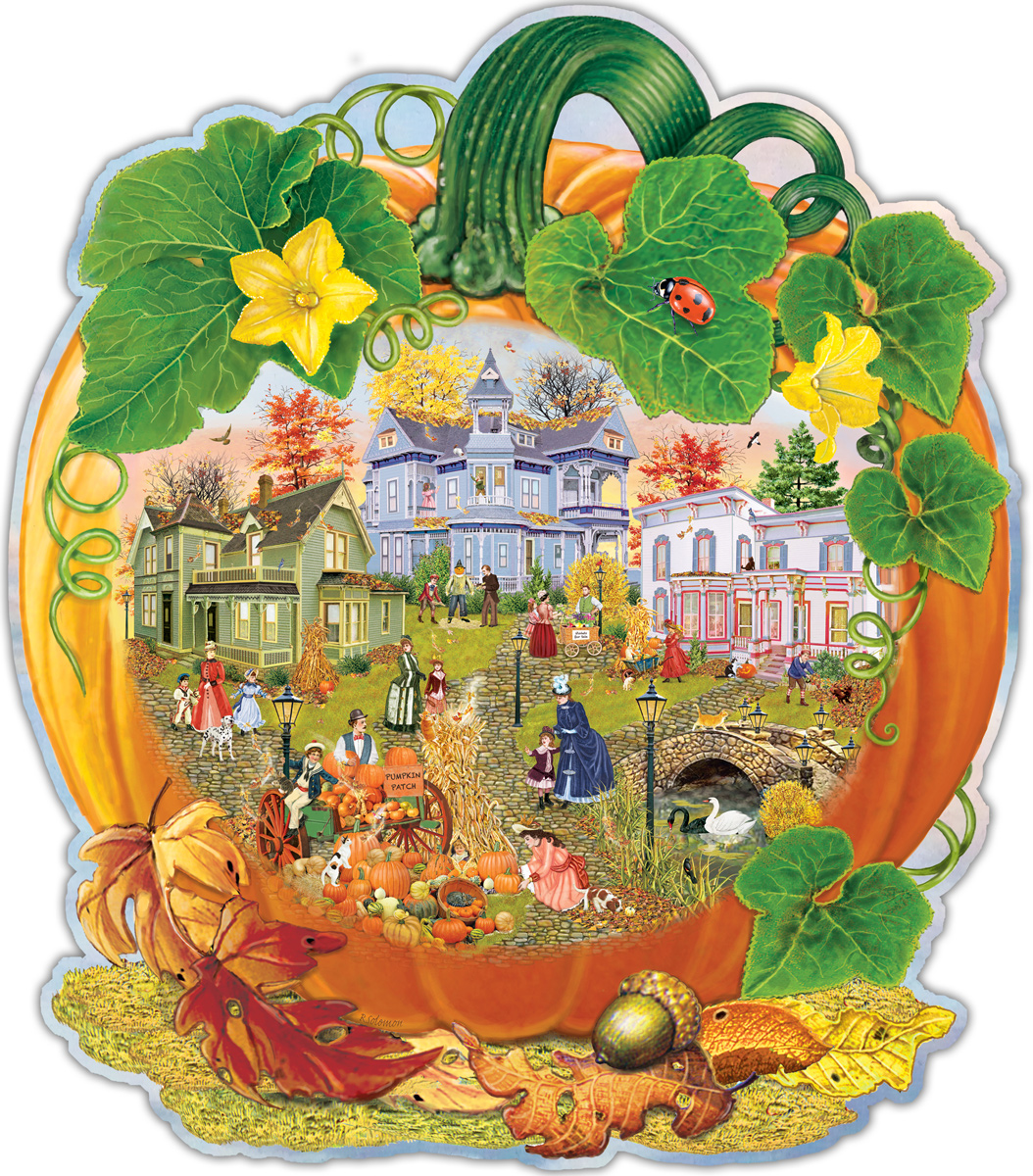 Victorian Pumpkin Shaped Puzzle by Rosiland Solomon - Scratch and Dent Fall Shaped Puzzle