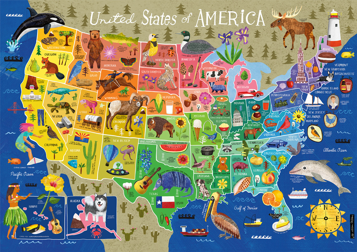 USA in Color Maps & Geography Jigsaw Puzzle