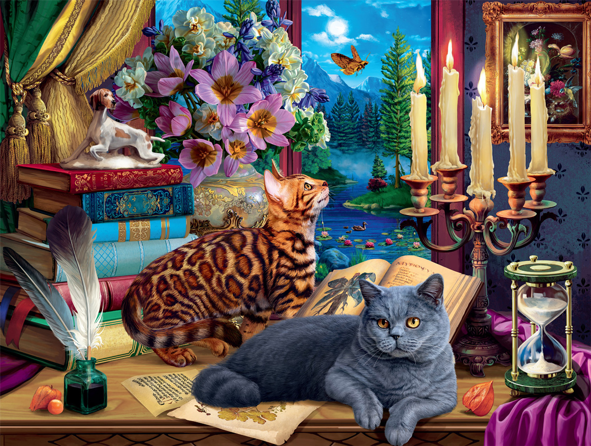 Cats and Candelabra Cats Jigsaw Puzzle