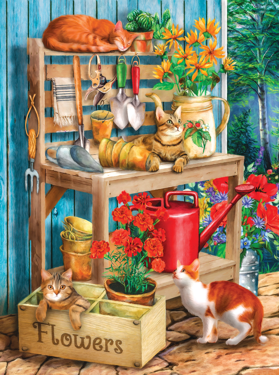 Potting Table Cats Jigsaw Puzzle