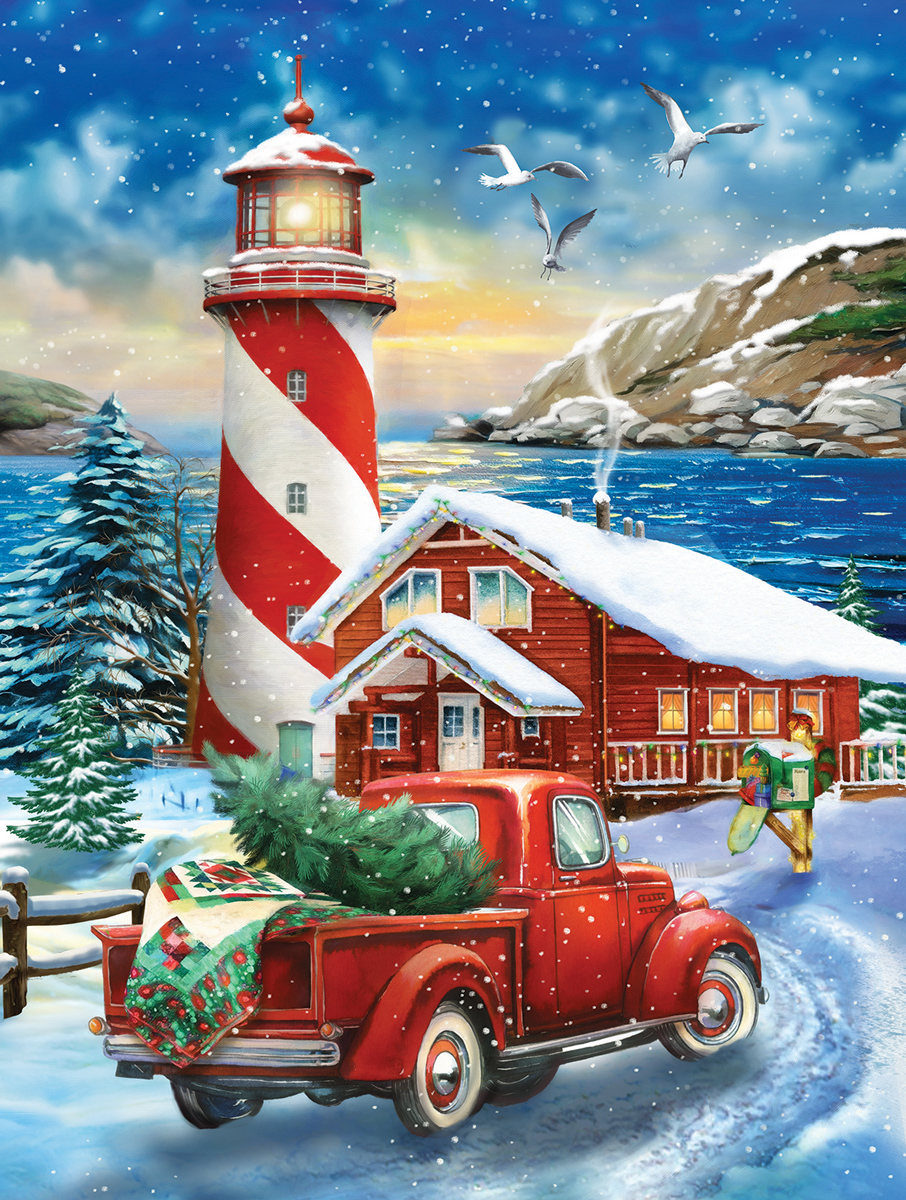 A Winter Lighthouse - Scratch and Dent Lighthouse Jigsaw Puzzle