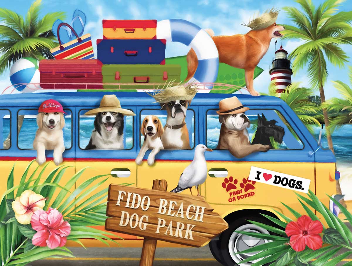 Fido Beach Dogs Jigsaw Puzzle
