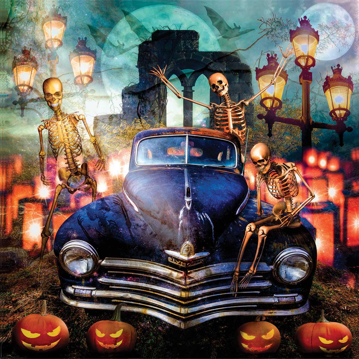 The Old Plymouth on Halloween Halloween Jigsaw Puzzle
