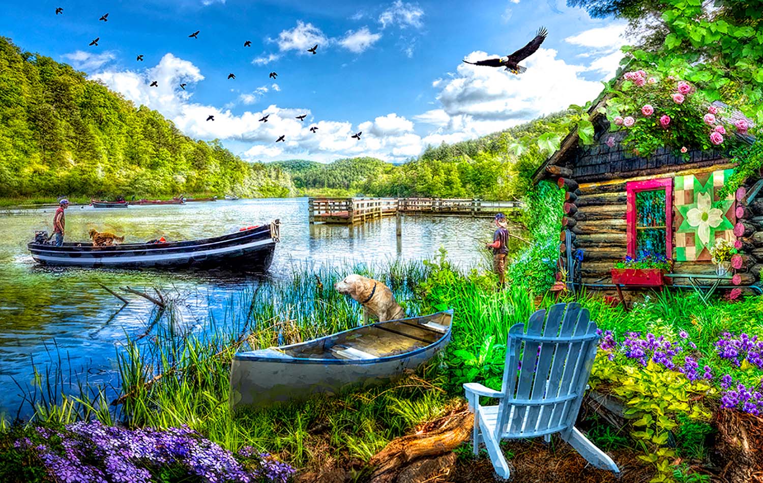 Cottage at the Lake Nature Jigsaw Puzzle