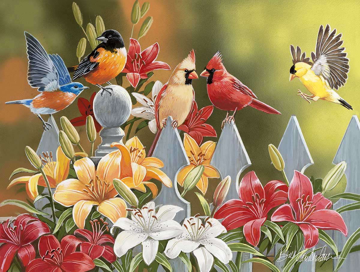 Birds on a Fence Birds Jigsaw Puzzle