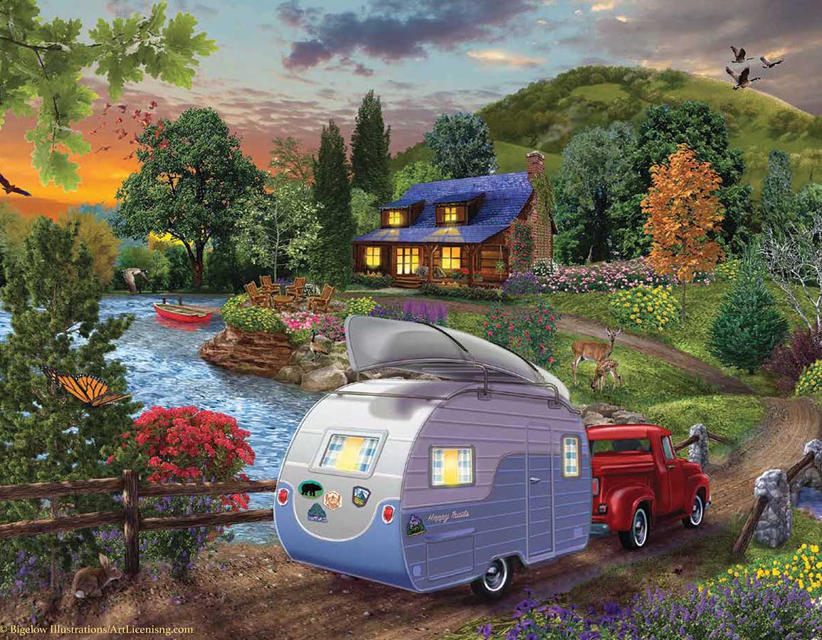 Campers Coming Home Forest Jigsaw Puzzle