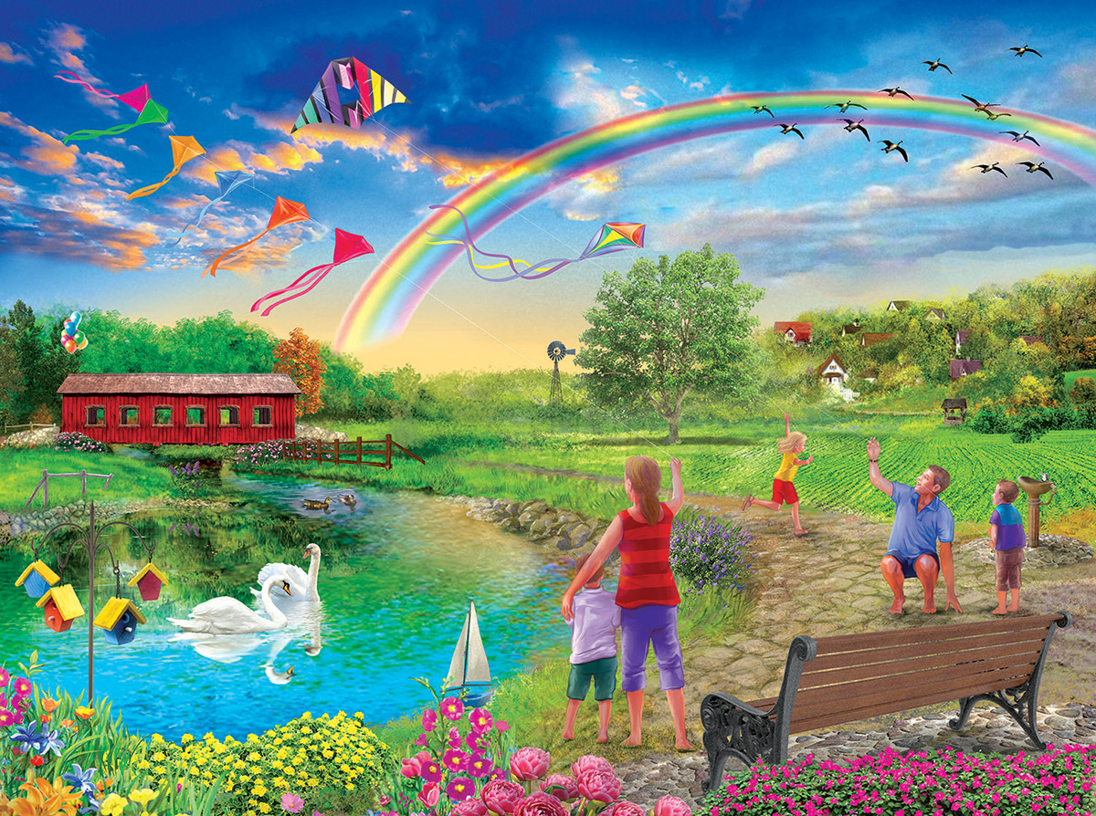 Kite Flying - Scratch and Dent Lakes & Rivers Jigsaw Puzzle