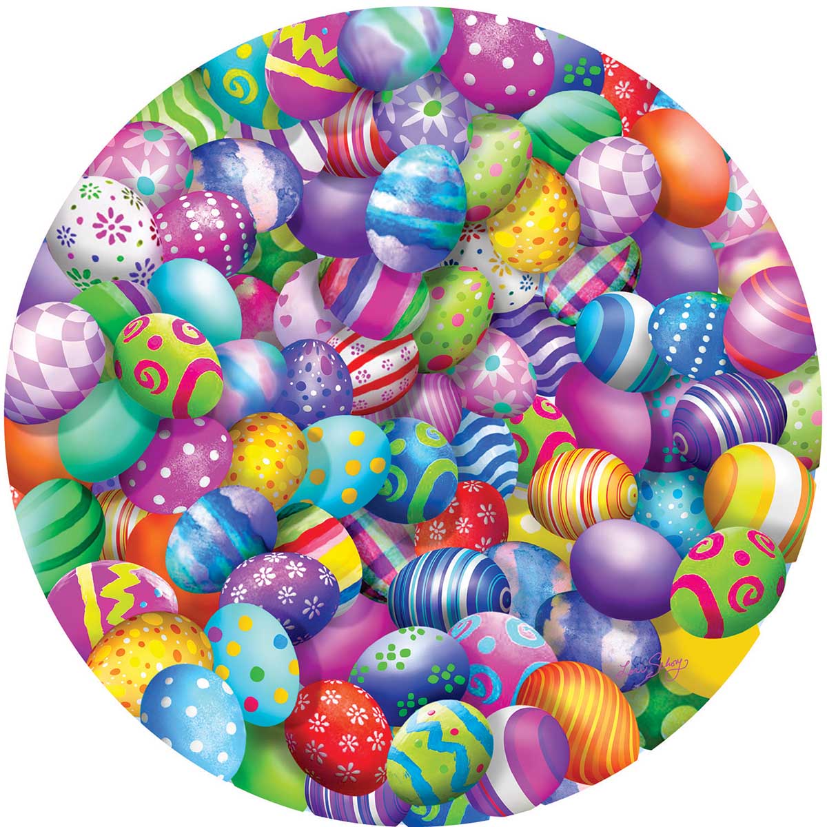 Easter Eggs Easter Round Jigsaw Puzzle