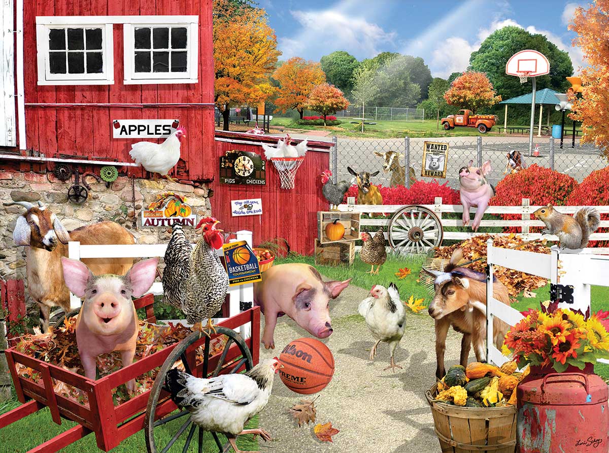 Barnyard Basketball, 300 Pieces, SunsOut | Puzzle Warehouse