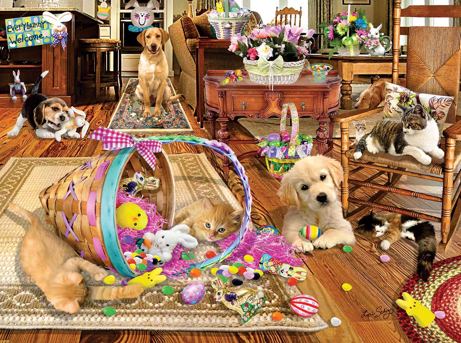 Easter Mayhem Cats Jigsaw Puzzle
