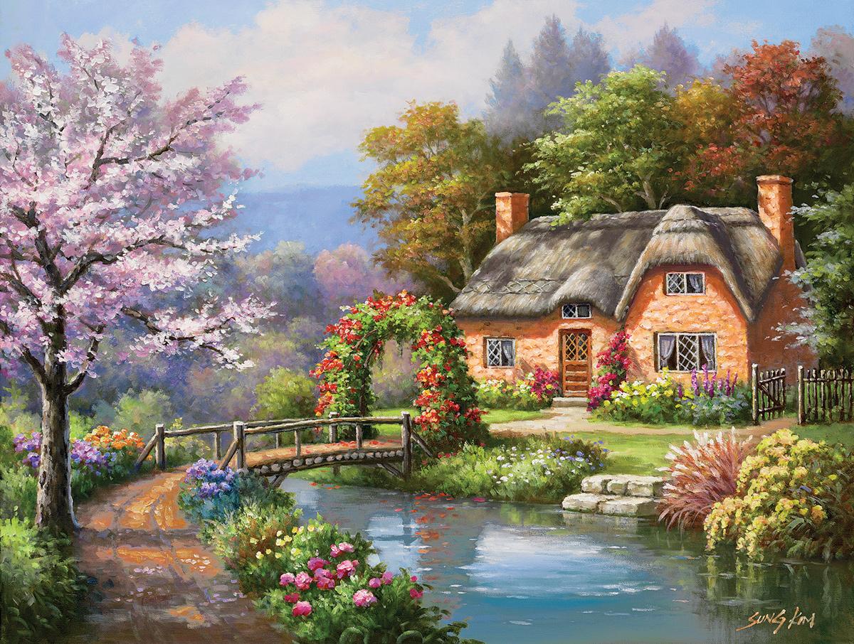 Spring Creek Cottage Lakes / Rivers / Streams Jigsaw Puzzle