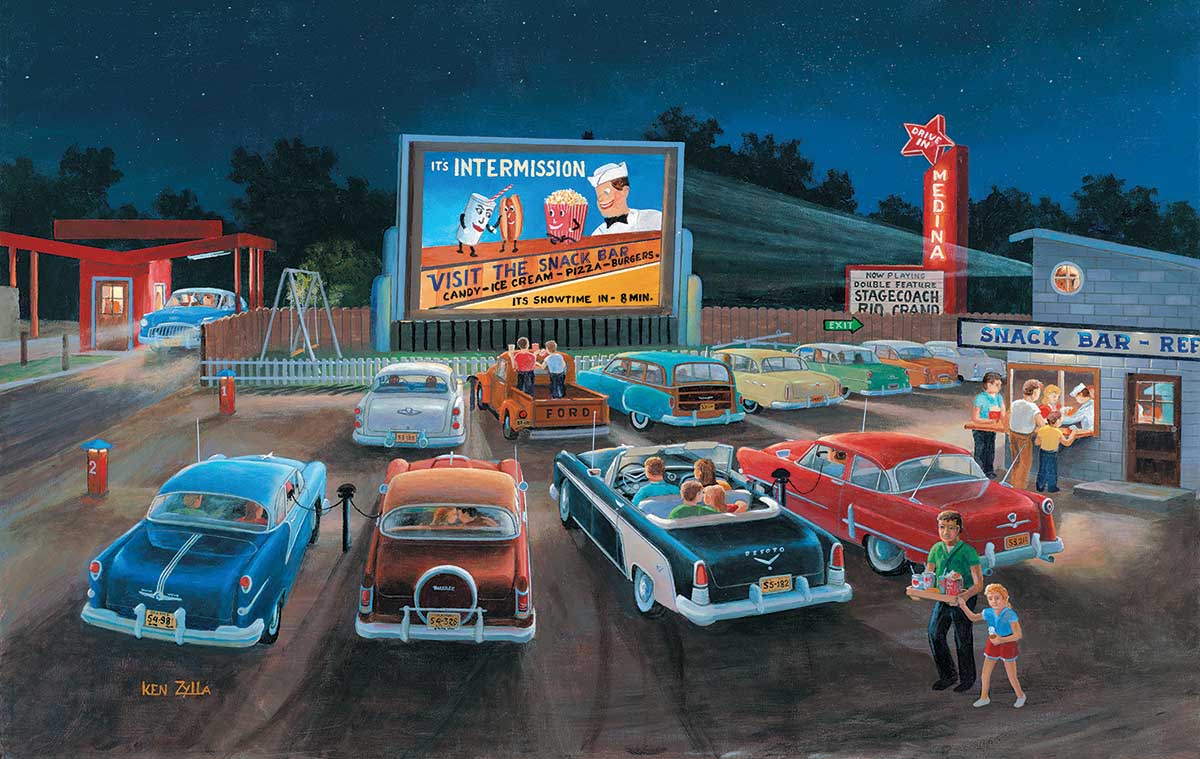 At the Movies - Scratch and Dent Cars Jigsaw Puzzle