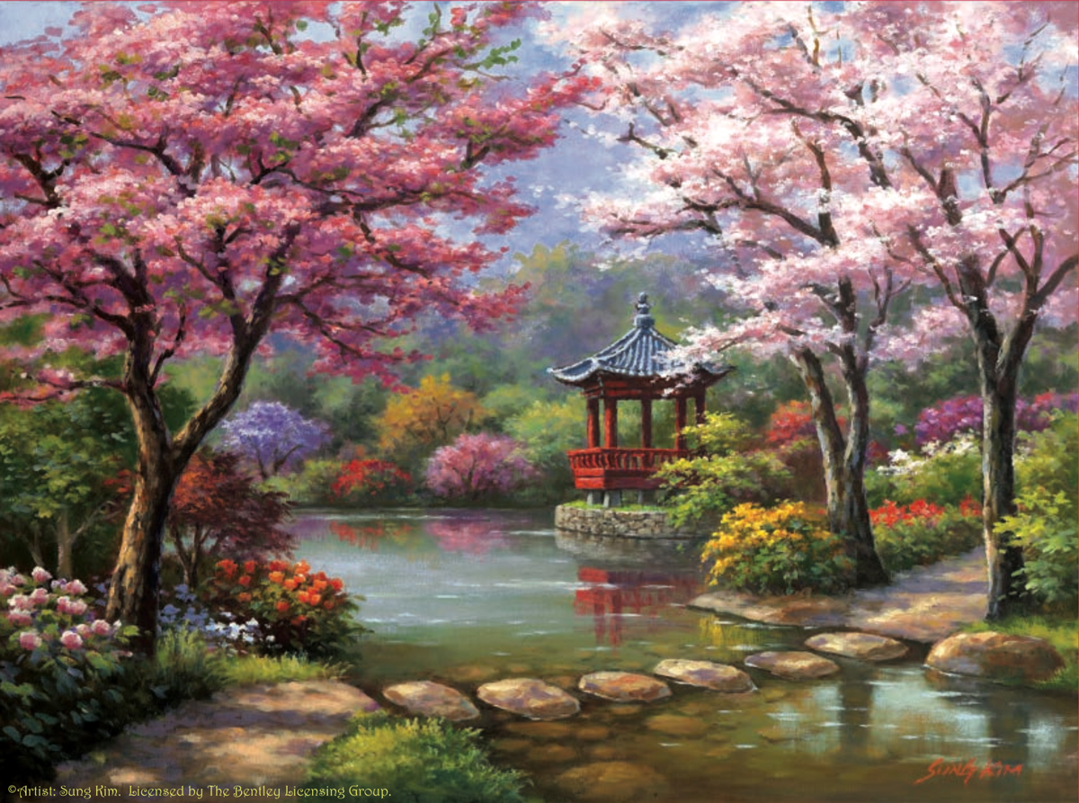 Spring Pagoda Garden Jigsaw Puzzle