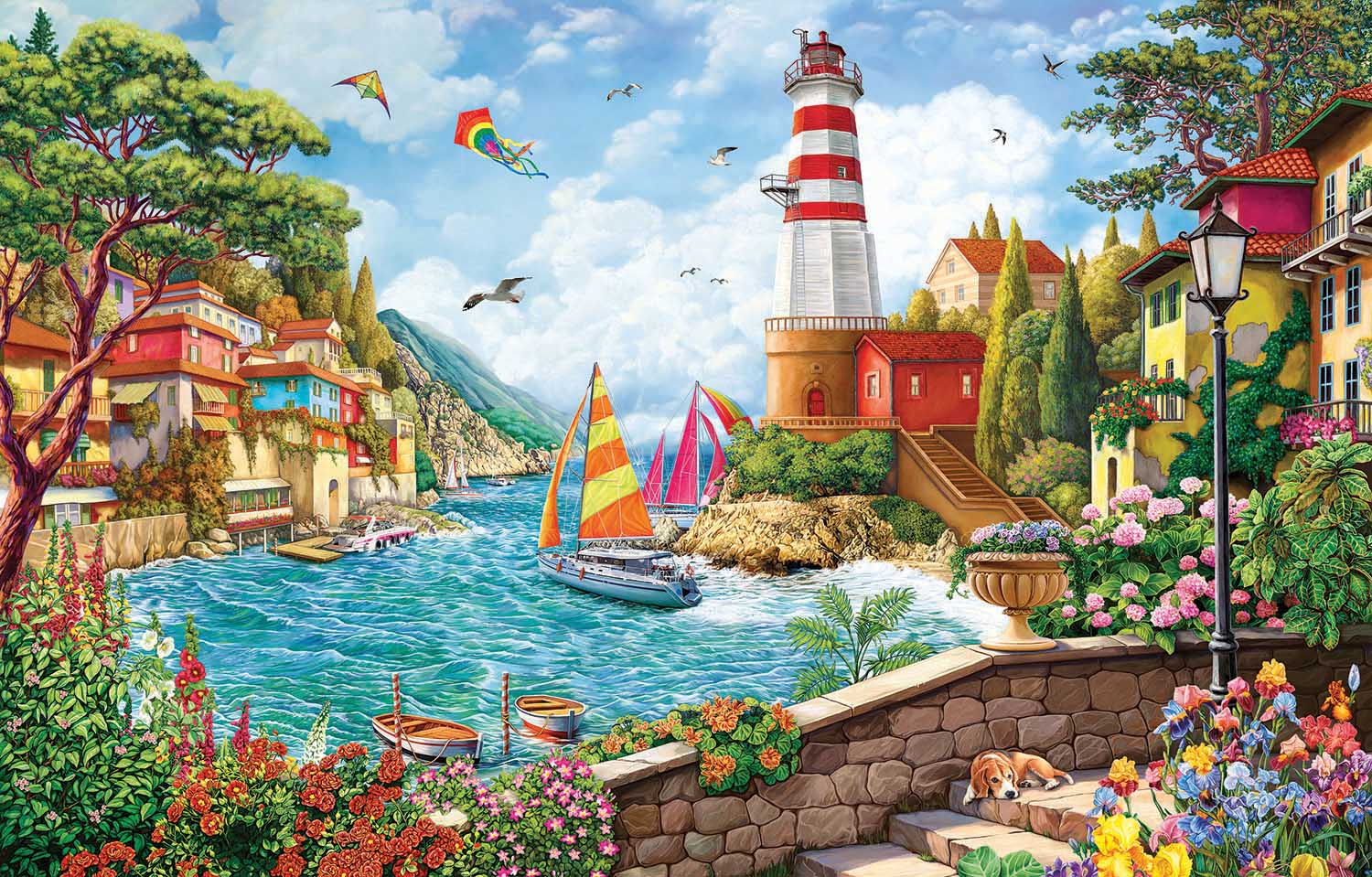 Lighthouse and Sailing Boat Lighthouse Jigsaw Puzzle