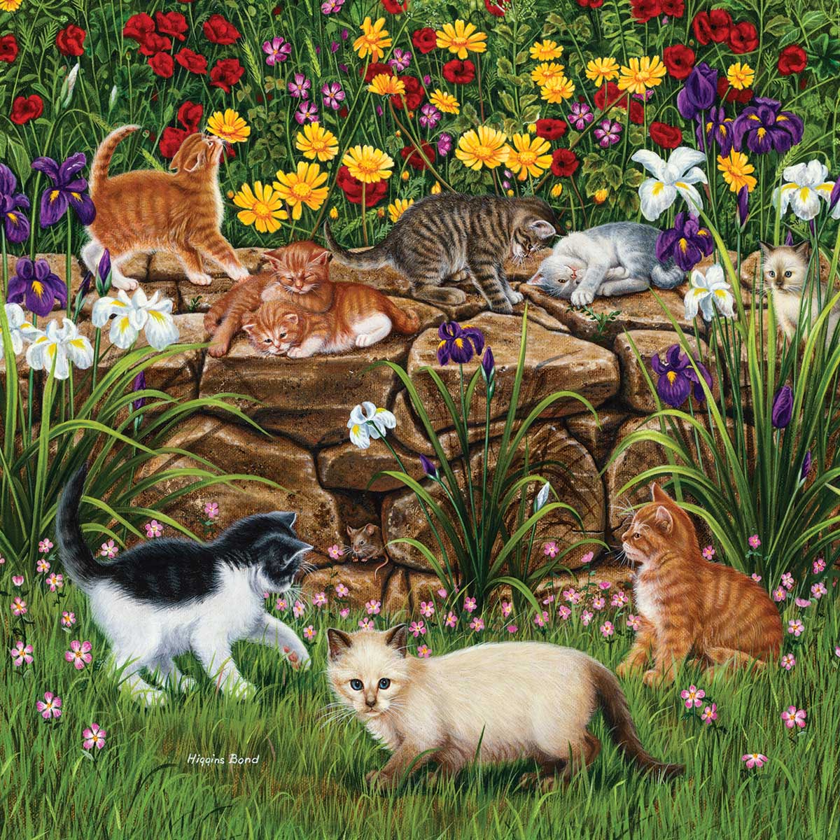 Wall Flowers Cats Jigsaw Puzzle