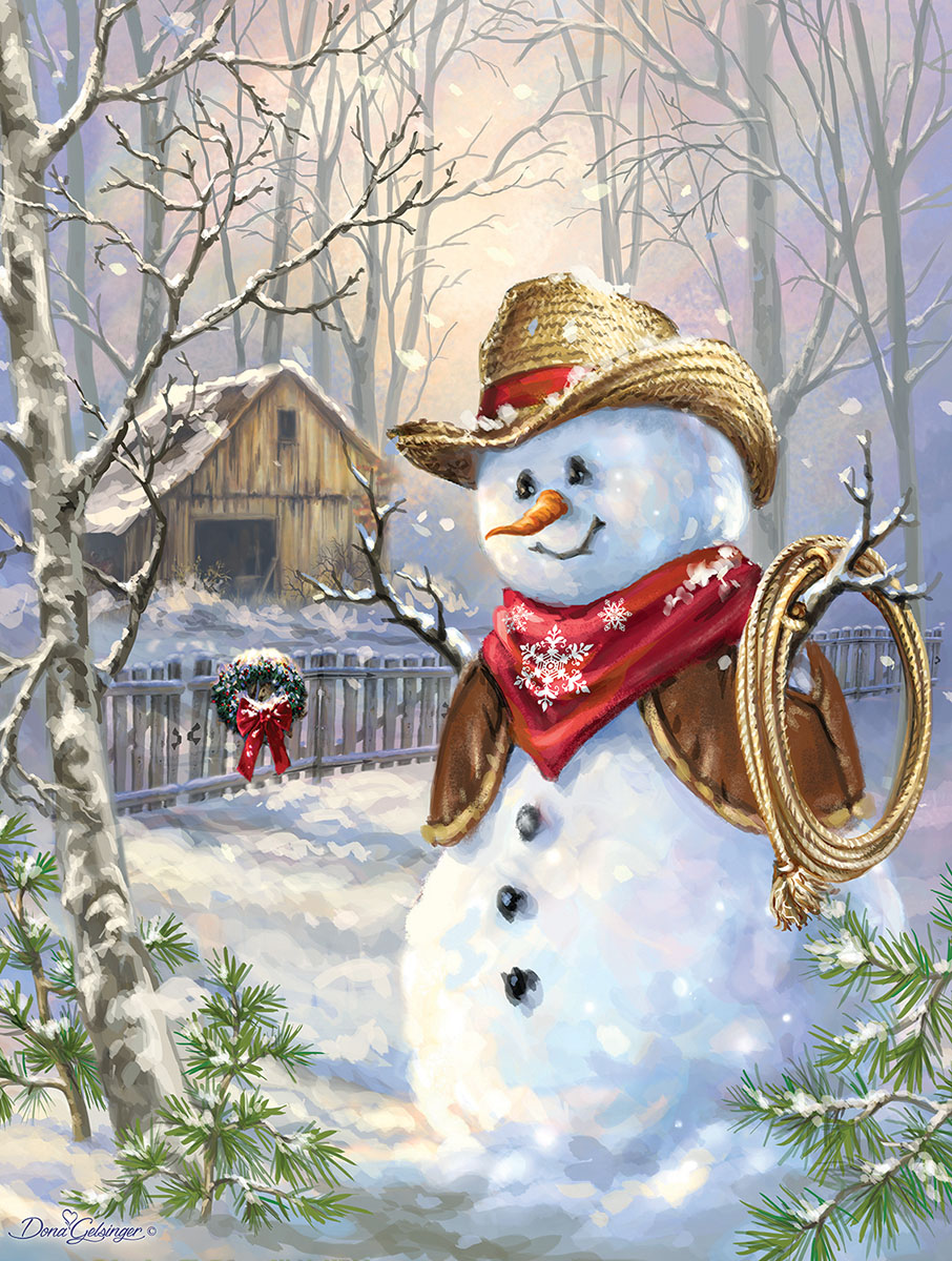 Snow Cowboy Countryside Jigsaw Puzzle
