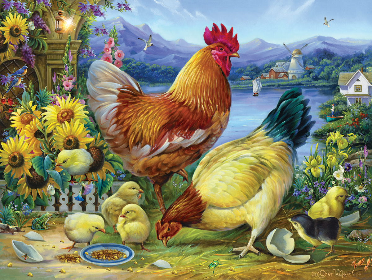 Rooster Walk Chickens & Roosters Jigsaw Puzzle