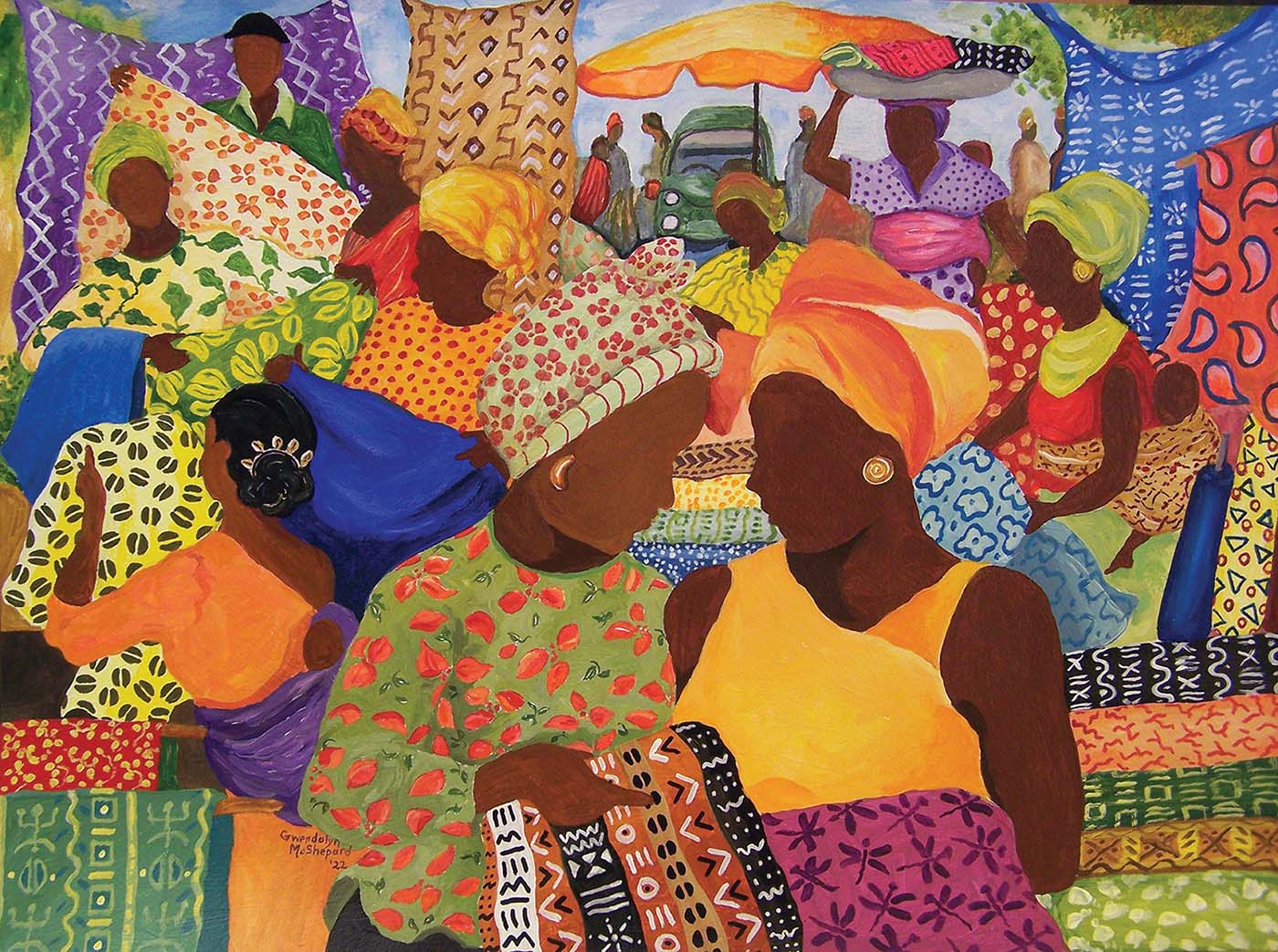 Buying Cloth People Of Color Jigsaw Puzzle