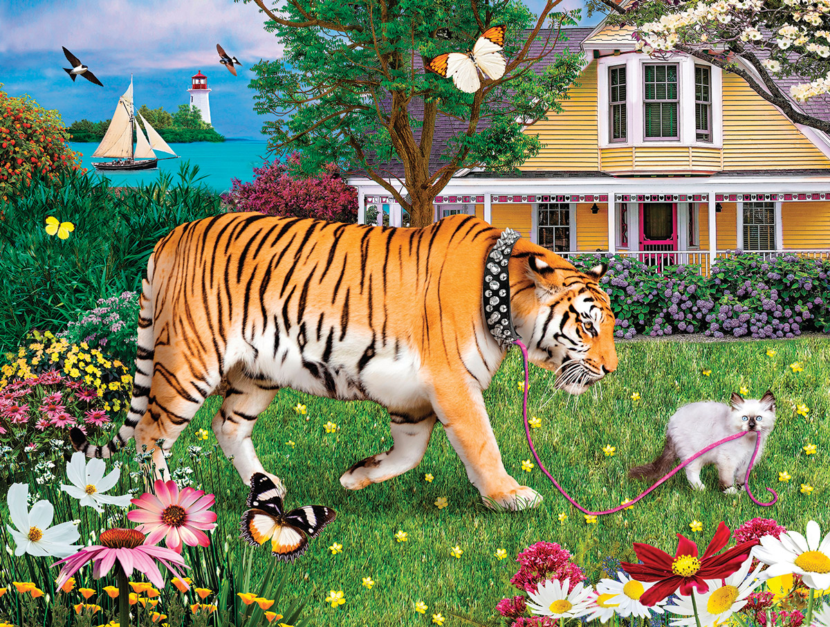 Walking the Kitty Humor Jigsaw Puzzle