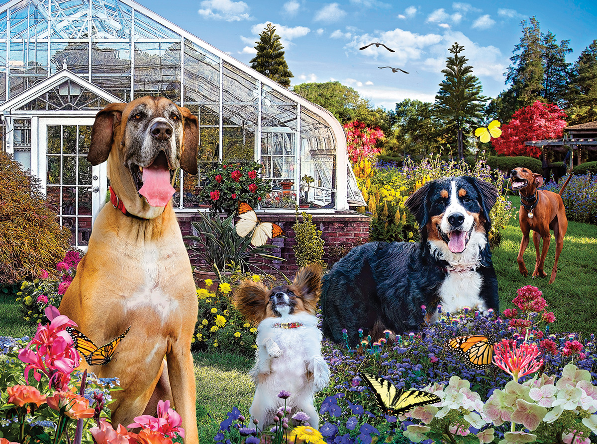 Conservatory Garden Canines Dogs Jigsaw Puzzle