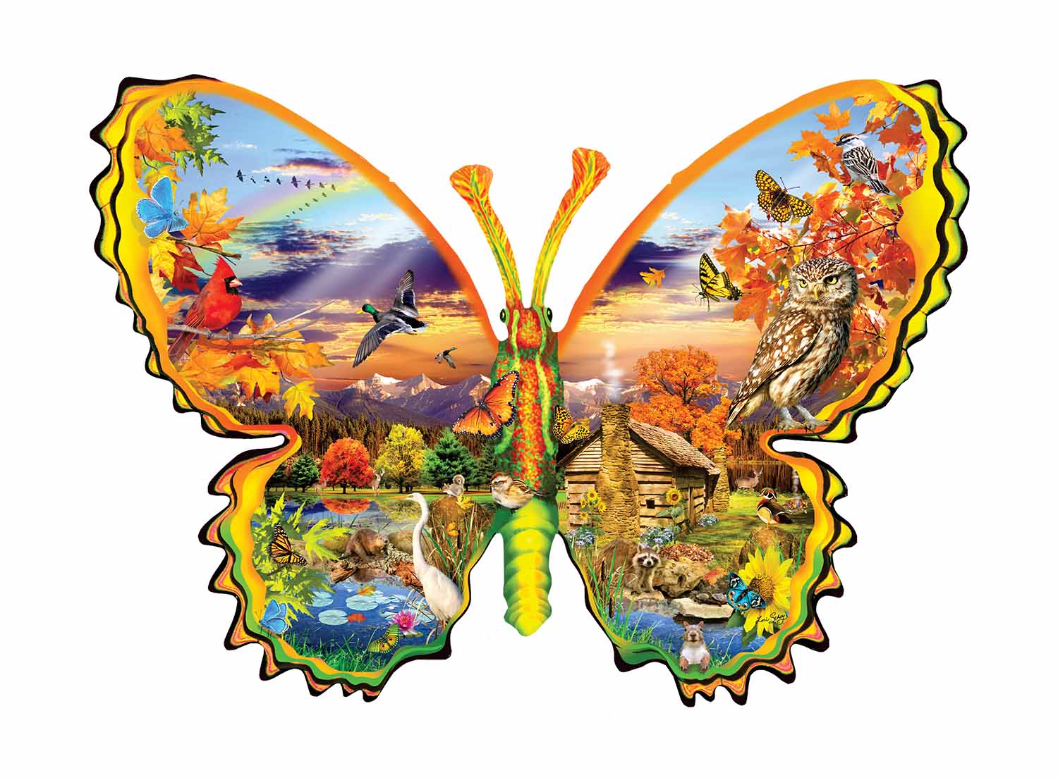 Autumn Butterfly Butterflies and Insects Shaped Puzzle