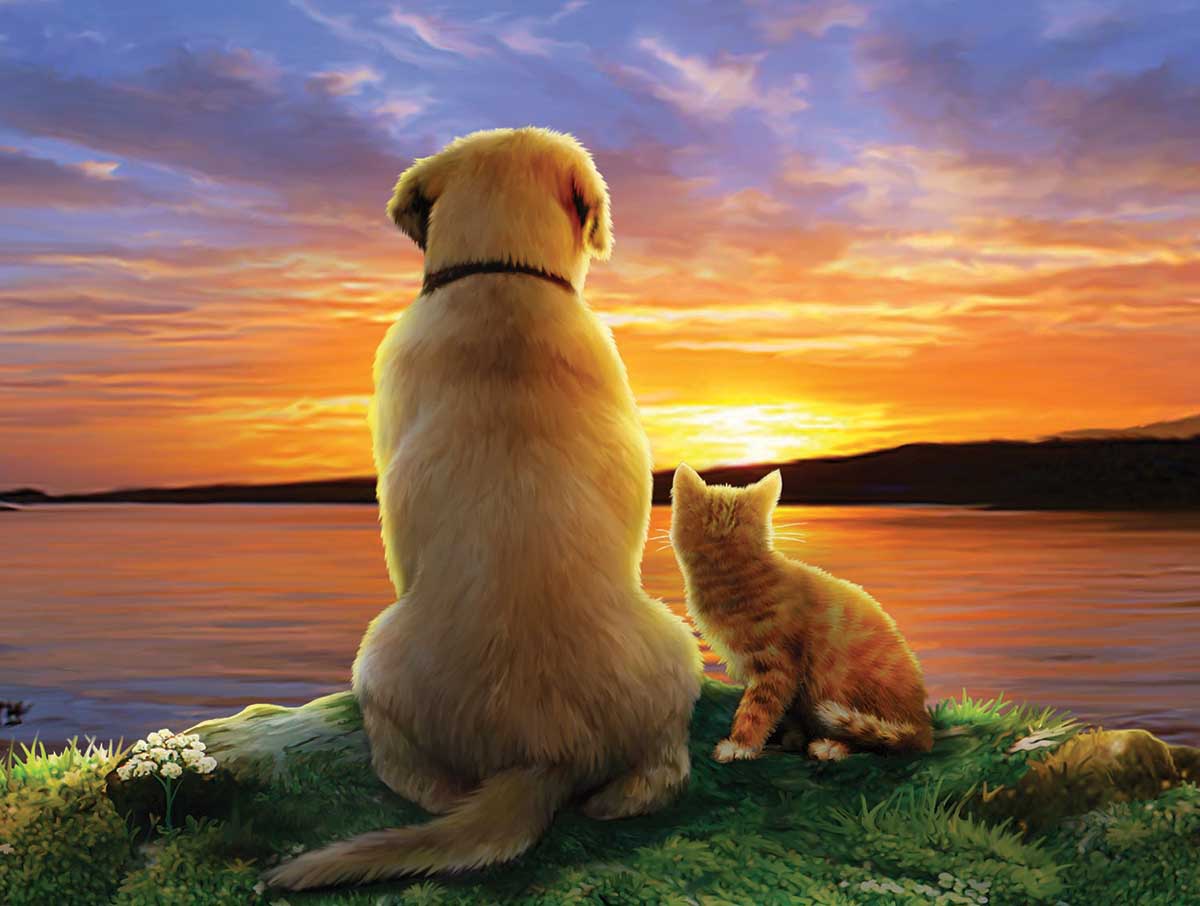 As the Sun Sets Cats Jigsaw Puzzle
