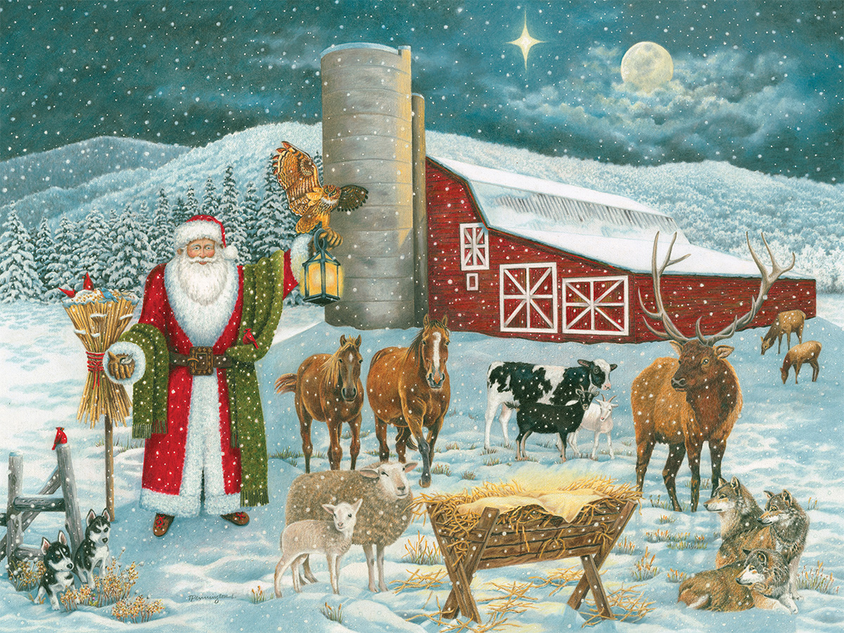 A Christmas Gathering Farm Jigsaw Puzzle