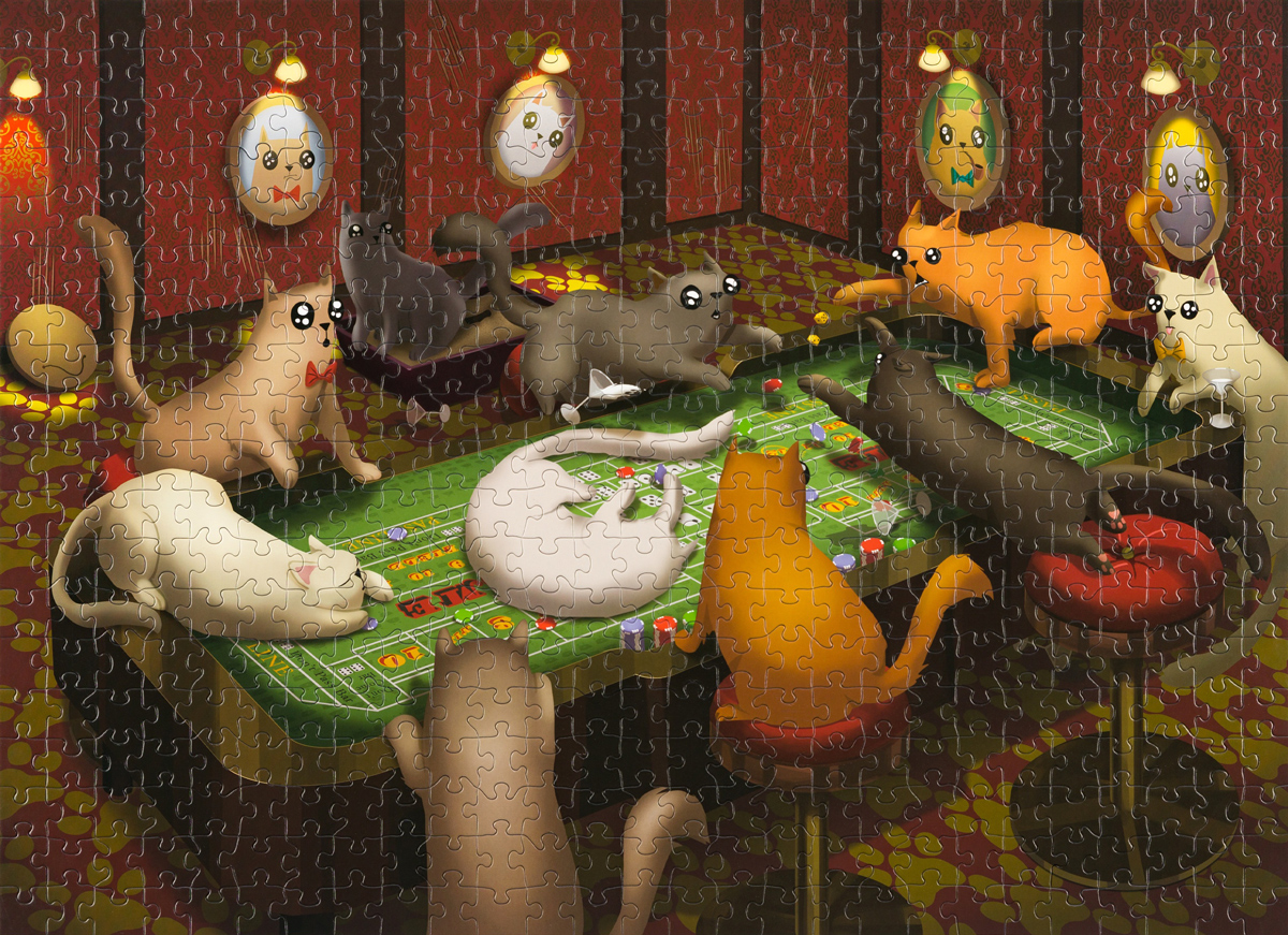 Cats Playing Craps Cats Jigsaw Puzzle
