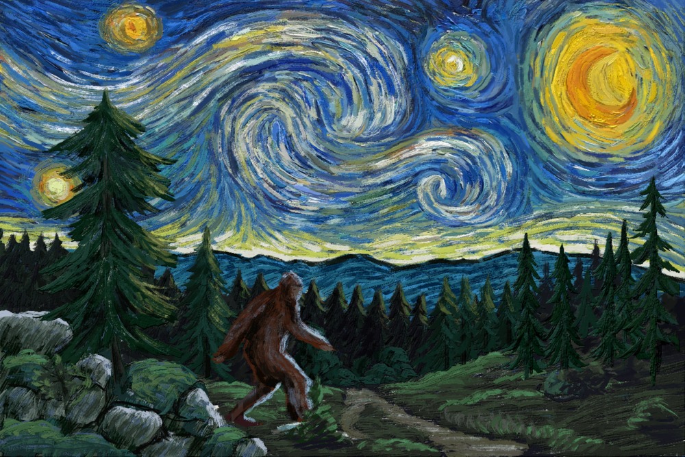 Van Gogh Starry Night, Bigfoot Contemporary & Modern Art Jigsaw Puzzle
