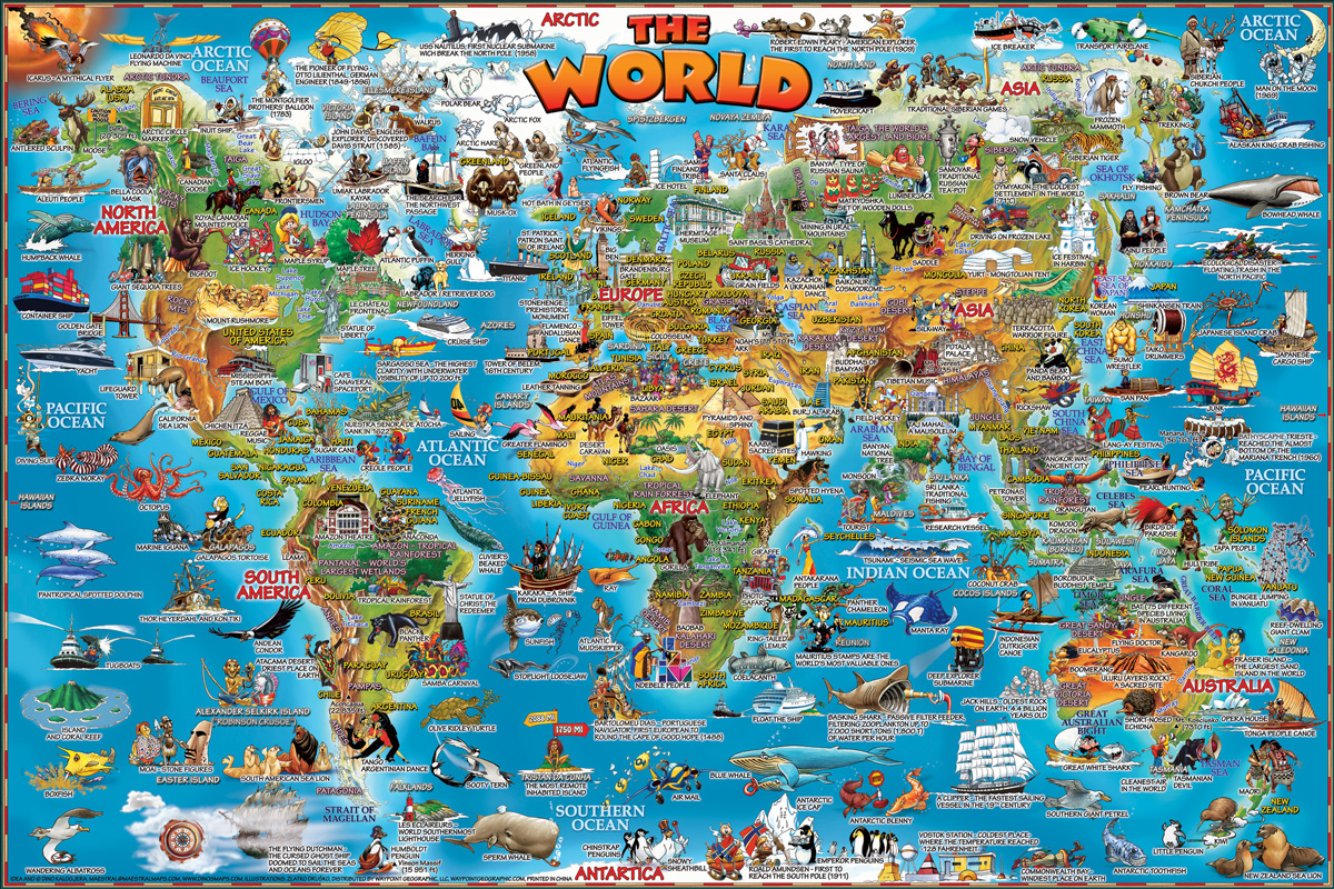 World Illustrated, 250 Pieces, Dino's Illustrated World | Puzzle Warehouse