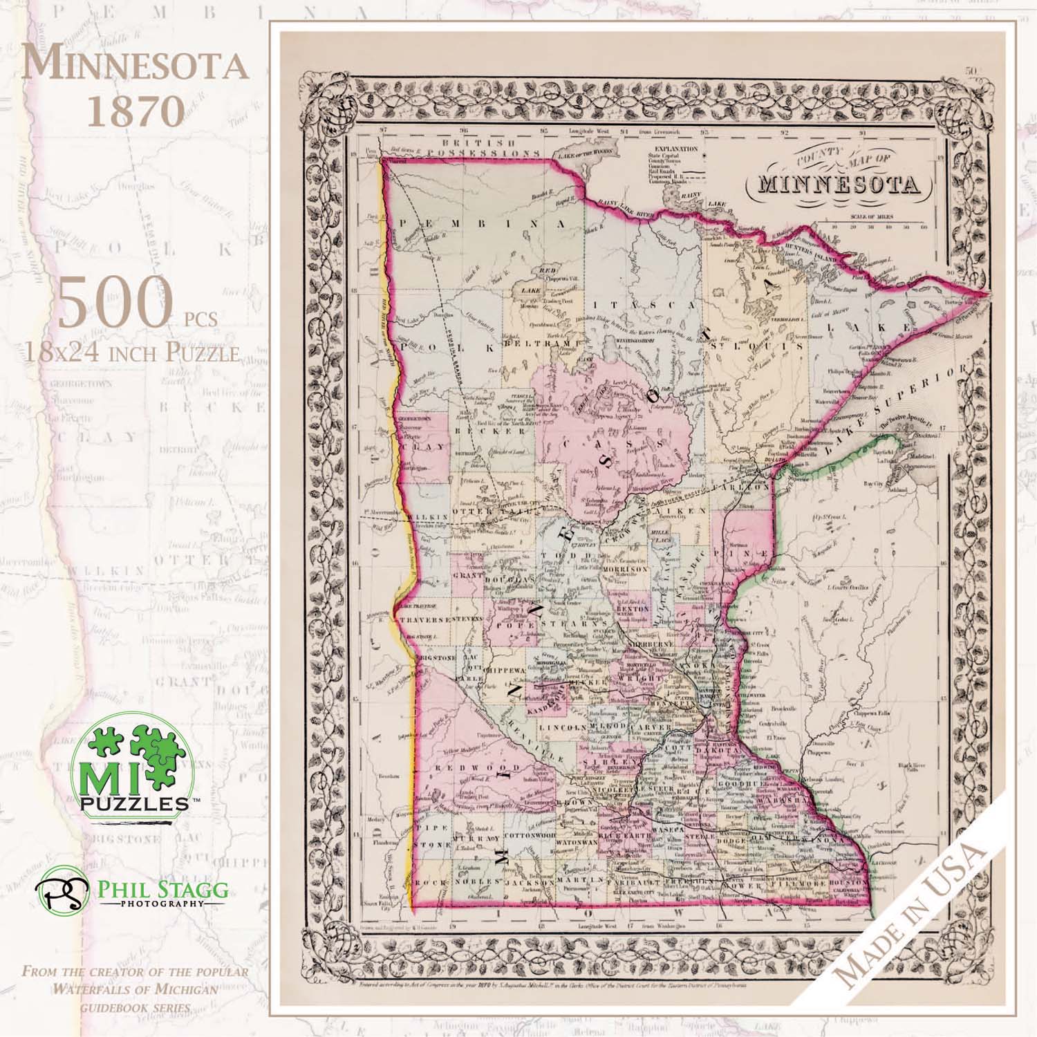 Minnesota 1870 Maps & Geography Jigsaw Puzzle