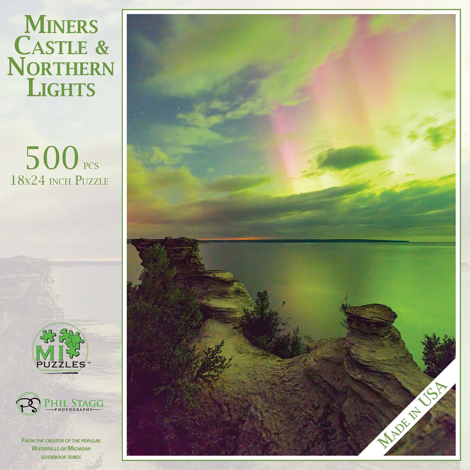 Miners Castle And Northern Lights Landscape Jigsaw Puzzle