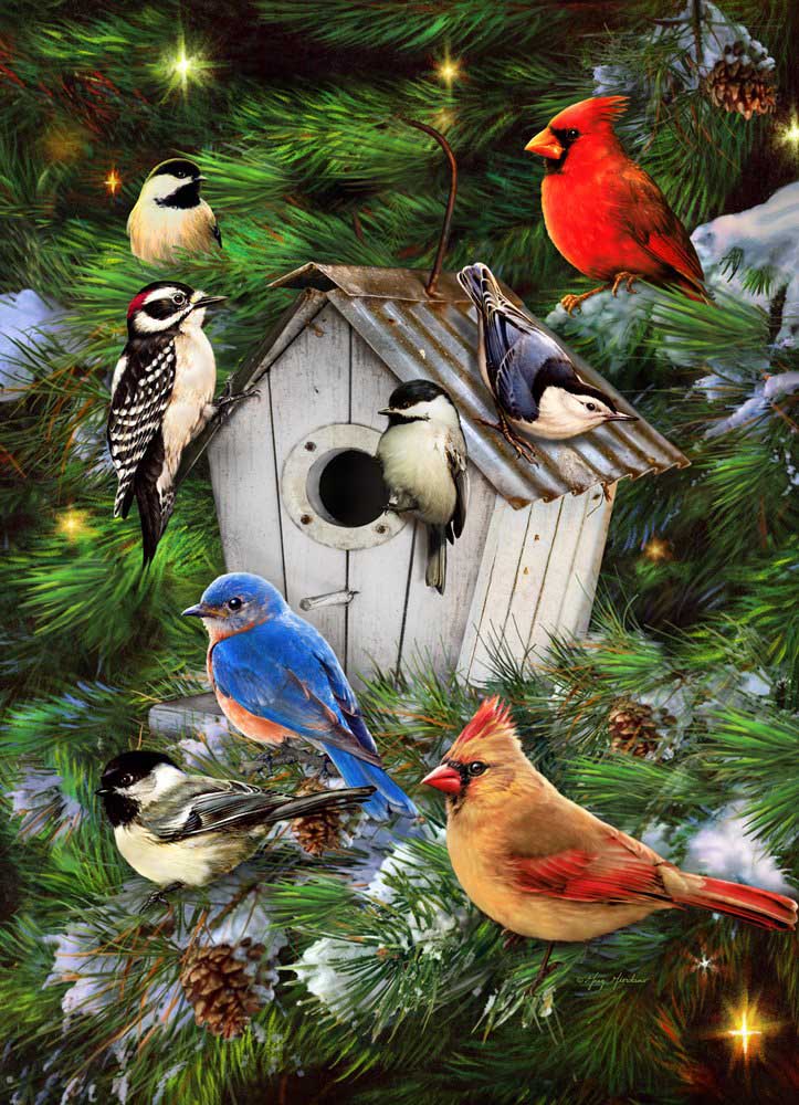 Winter Birdhouse Birds Jigsaw Puzzle