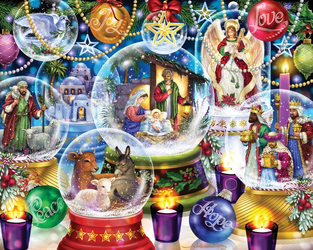 Nativity Snow Globes Christmas Jigsaw Puzzle