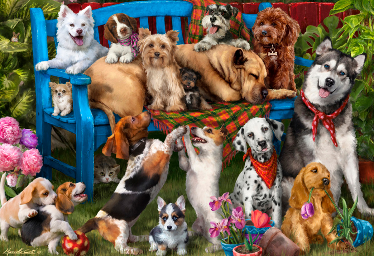 Patio Pups Dogs Jigsaw Puzzle