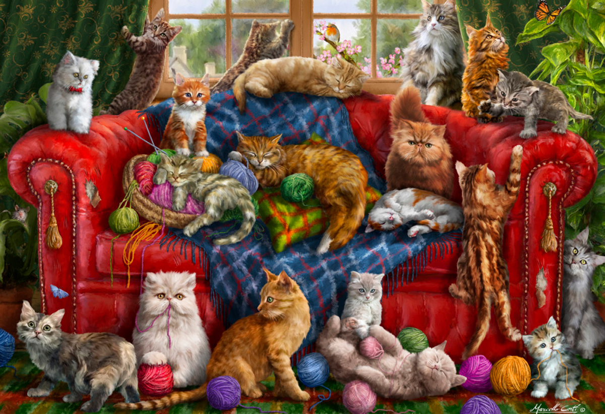 Couch Cats Cats Jigsaw Puzzle
