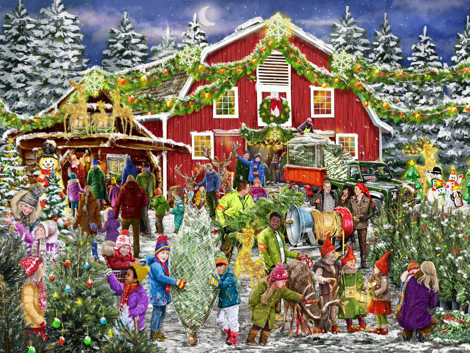 Christmas Barn Farm Jigsaw Puzzle