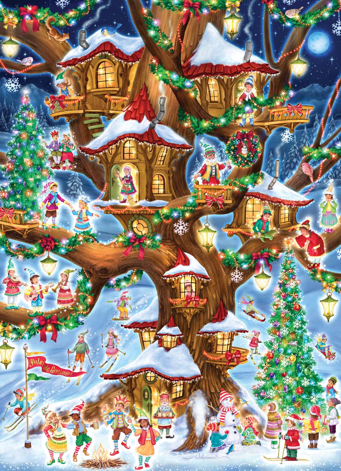Elves' Treehouse Christmas Jigsaw Puzzle