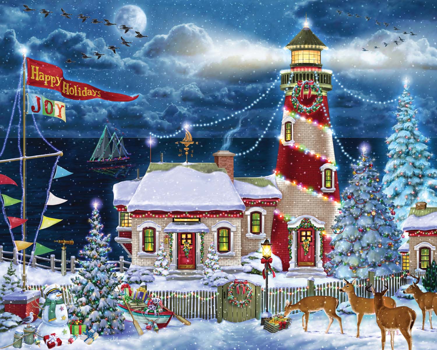 Christmas Lighthouse Lighthouse Jigsaw Puzzle