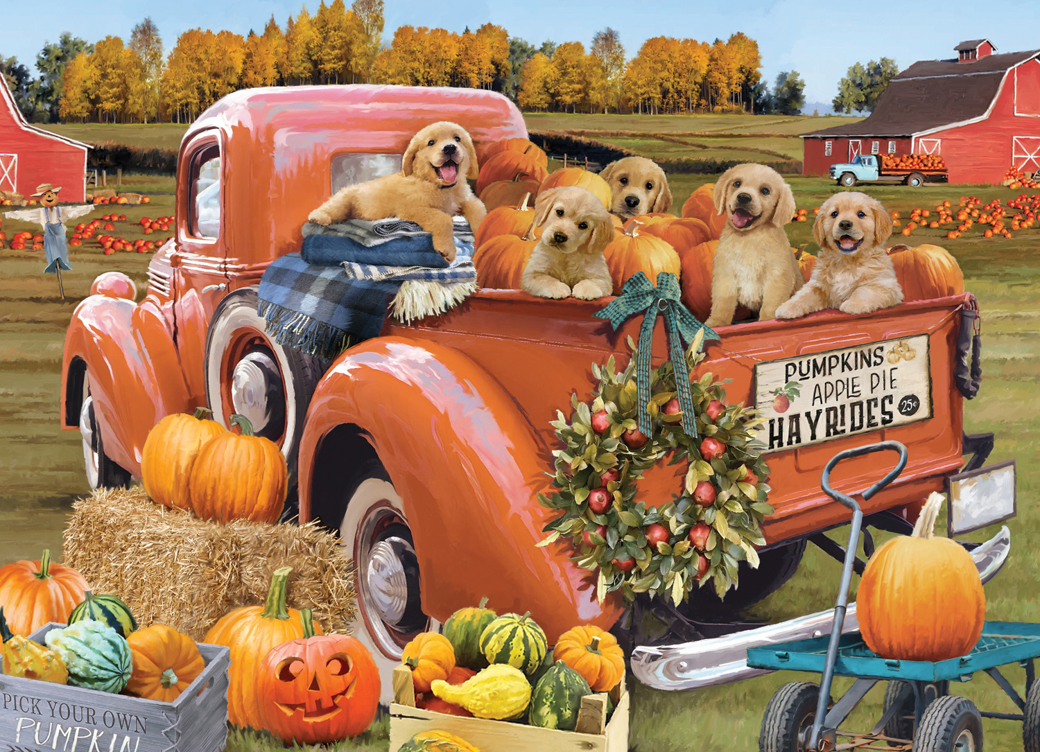 Autumn Puppies Dogs Jigsaw Puzzle
