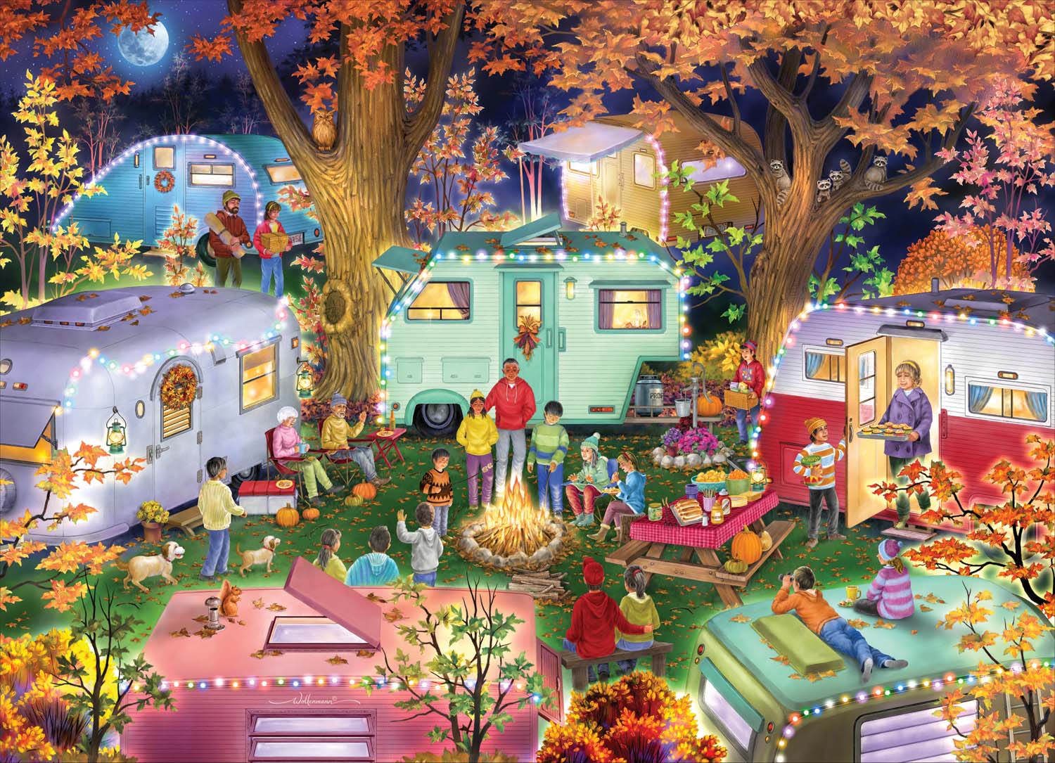 Camping in the Fall - Scratch and Dent Fall Jigsaw Puzzle