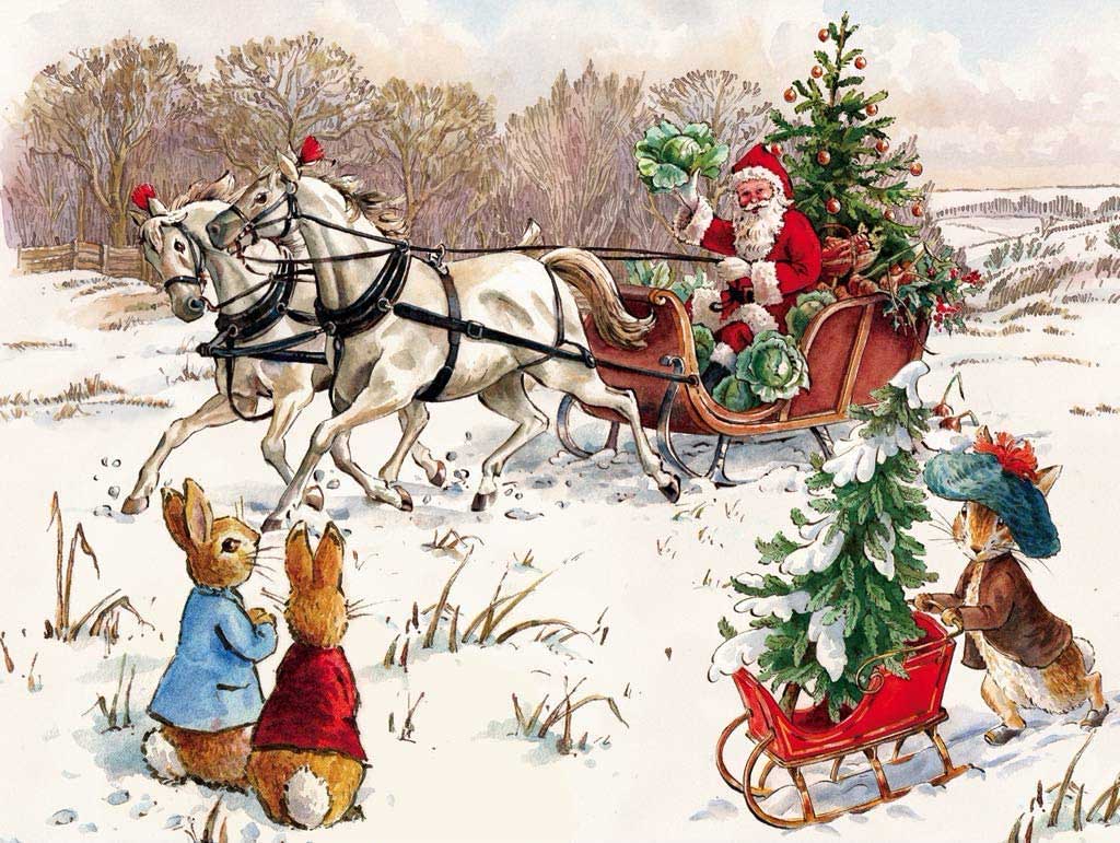 Peter Rabbit and Santa, 1000 Pieces, New York Puzzle Co | Puzzle Warehouse