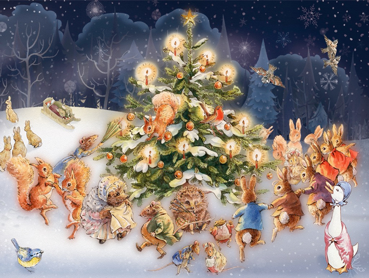 Around the Christmas Tree Forest Animal Jigsaw Puzzle