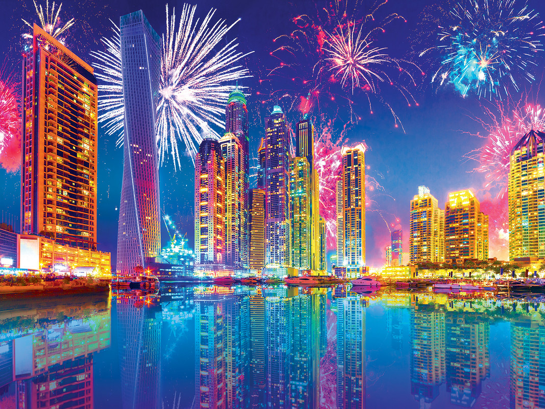Fireworks Display, Dubai Landmarks & Monuments Jigsaw Puzzle