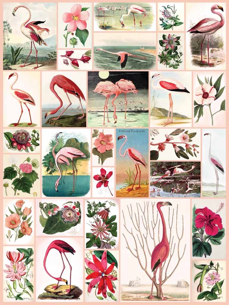 Flamingos and Flowers Birds Jigsaw Puzzle